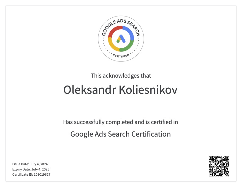 Certificate 1